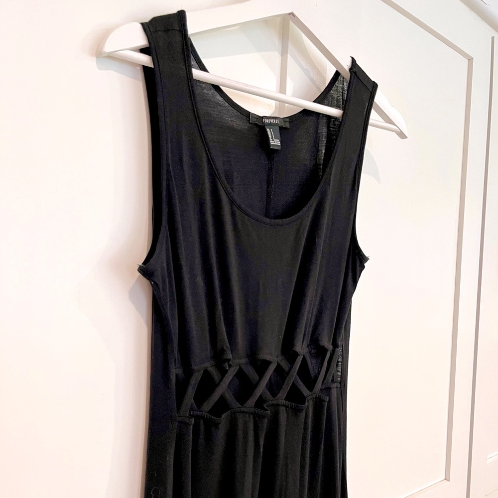4 for $20 🦋 F21 Black Maxi Dress with Slits and Peekaboo Details